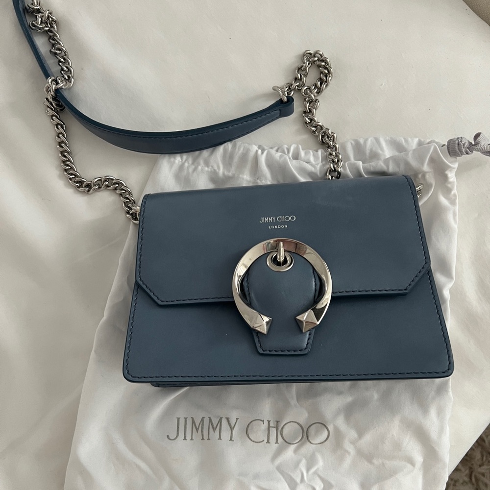 Jimmy choo chain purse handbag blue